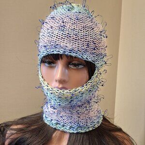 Tinsel Riot — Frosted Knit Hood / OOAK Fairycore Mask